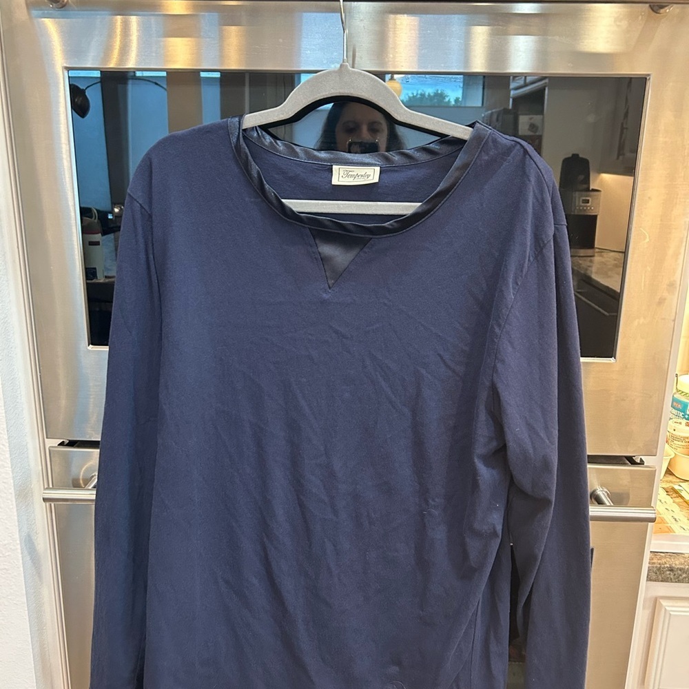 Temperley London Blue V-Neck Long Sleeve Tee size L GUC